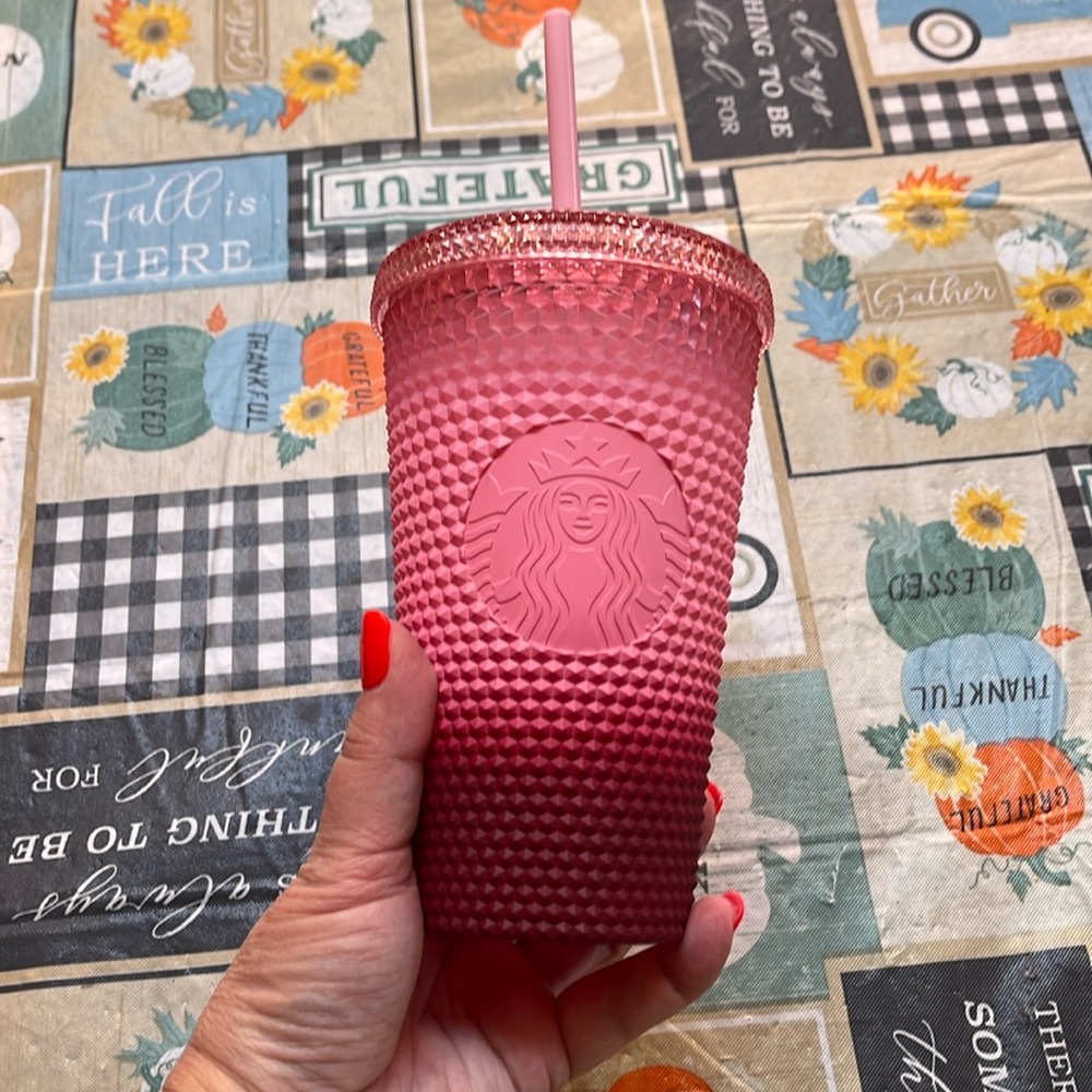 Starbucks 2022 Pink Gradient Studded Tumbler 16oz